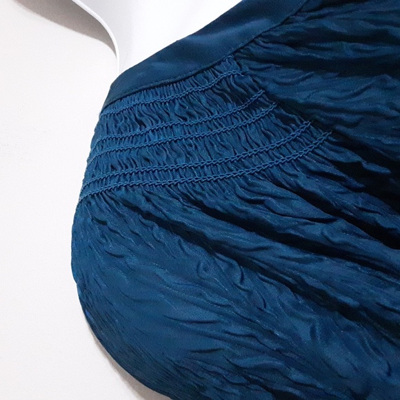 Current AIR anthropologie Elegant Teal Dress Women M Textured Babydoll Event Y2k - Picture 8 of 11